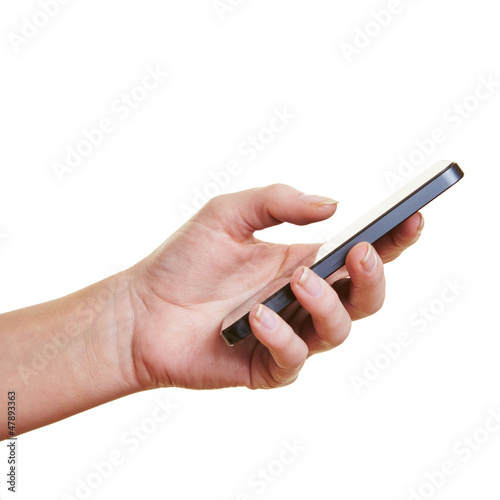 Photo: Hand hält ein Smartphone Hand hält ein Smartphone