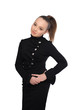 Posing girl in black dress