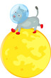 spacedog running on the moon