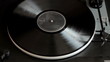 Record player with vinyl record, top view