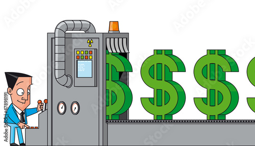 Vector: Money making machine Money making machine