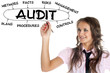Foto: businesswoman drawing plan of Audit businesswoman drawing plan of Audit