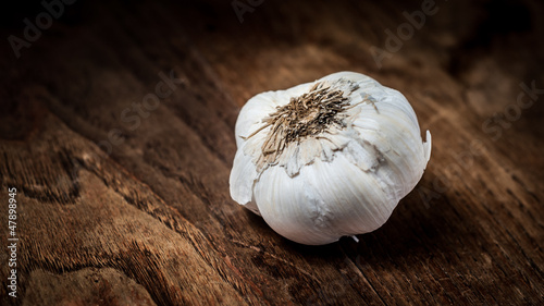 Photo: garlic on wood garlic on wood