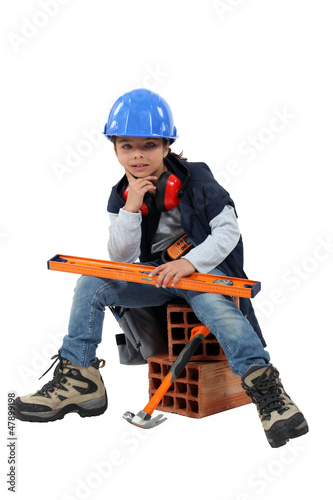 Photo: Child dressed as a builder Child dressed as a builder