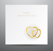 Vector valentine's card with two golden hearts.