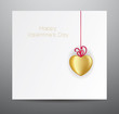 Nice vector valentine's card with gold heart.