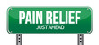 road traffic sign with a pain relief concept
