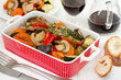 vegetables with champignons and red wine