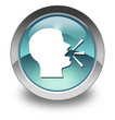 Light Blue Glossy Pictogram "Talking Head / Forum / Discussion"