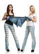 Young women depriving for jeans