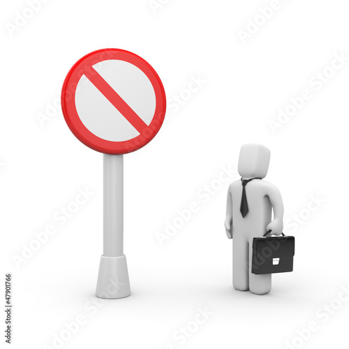 Illustration: Businessman and stop sign Businessman and stop sign
