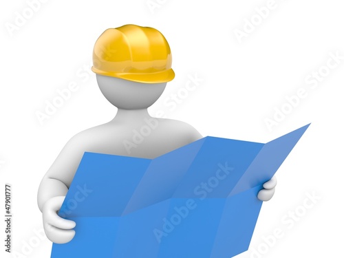 Illustration: Architect holding blueprints Architect holding blueprints