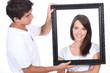 portrait of young people with frame