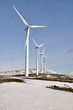 Wind turbines farm in winter, Elgea range (Basque Country)