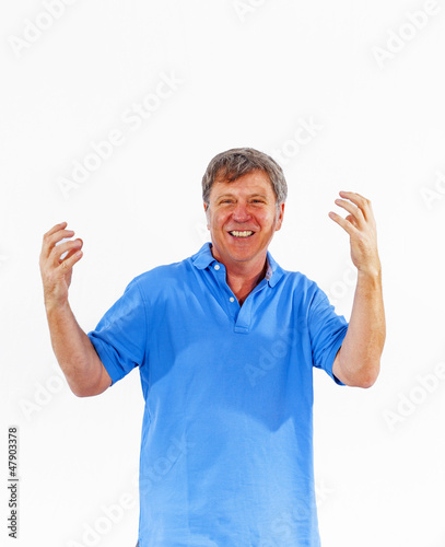 Photo: leisure friendly man greets with his hands leisure friendly man greets with his hands