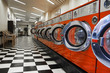 Interior of laundromat