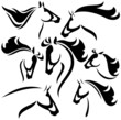 Vector: horse head outlines - vector set horse head outlines - vector set