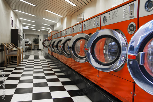 Photo: Interior of laundromat Interior of laundromat
