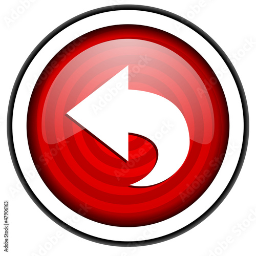 Illustration: back red glossy icon isolated on white background back red glossy icon isolated on white background