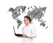 Businessman and world map