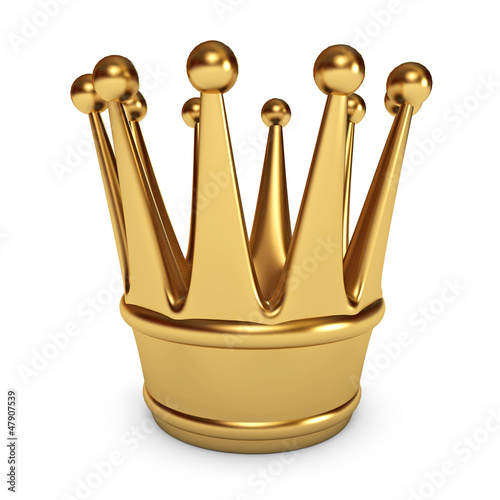 Illustration: Golden Crown. White background. 3d render Golden Crown. White background. 3d render