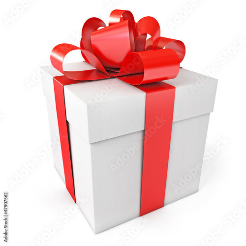 Illustration: Gift box. Isolated on white background. 3d render Gift box. Isolated on white background. 3d render