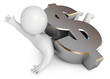 Man crushed by a large metal dollar sign. Bankrupt. Need help