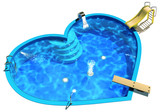 Pool in the form of a heart. 3D Illustration of a Swimming Pool