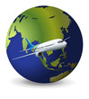 Vector: Earth globe and airplane Earth globe and airplane