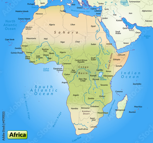 Vector: Kontinent Afrika als Übersichtskarte Kontinent Afrika als Übersichtskarte