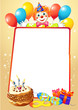 Illustration: birthday decorative border with balloons and clown birthday decorative border with balloons and clown