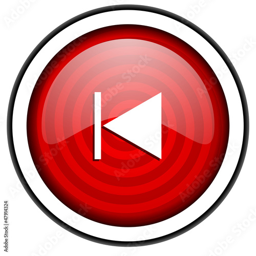 Illustration: prev red glossy icon isolated on white background prev red glossy icon isolated on white background