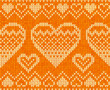 Valentines day orange knitted sweater vector seamless pattern