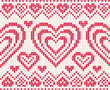 Valentines day white and red knitted vector seamless pattern