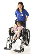 Photo: Happy Volunteer, Sad Little Girl Happy Volunteer, Sad Little Girl