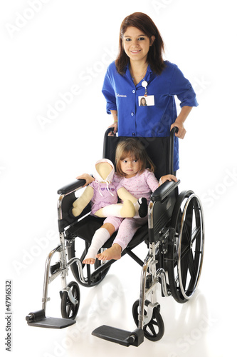 Photo: Happy Volunteer, Sad Little Girl Happy Volunteer, Sad Little Girl