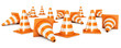 Traffic cones. Isolated on white background. 3d render
