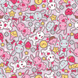 Vector: Seamless kawaii child pattern with cute doodles. Seamless kawaii child pattern with cute doodles.