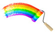Roller paint wall color of the rainbow. 3d render