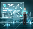 Photo: businnesman and interface world businnesman and interface world