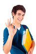 Young happy student showing Ok sign