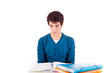 Young happy student carrying books