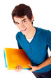 Young happy student carrying books