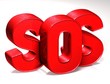 Illustration: 3D Word SOS on white background 3D Word SOS on white background