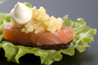 Capelin's  caviar on the black background