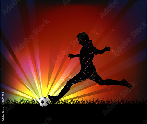 Vector: football player - kick football player - kick