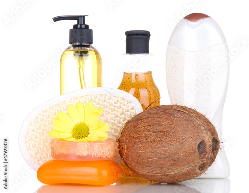 Photo: Set for care of a body isolated on white Set for care of a body isolated on white