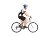 A young male bicyclist riding a bicycle