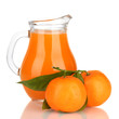 Full jug of tangerine juice, isolated on white