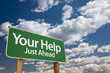 Your Help Green Road Sign